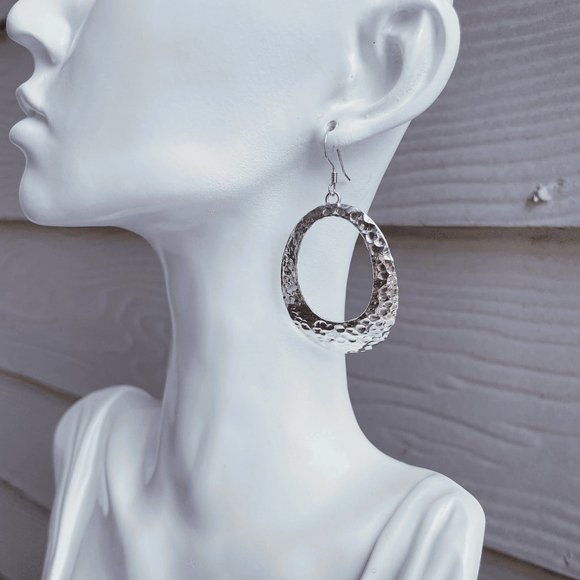 Sterling Silver Dangle Hoop Earrings - Picture 4 of 4